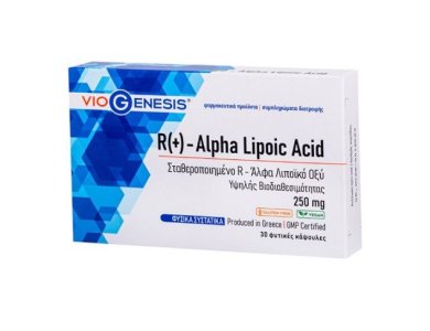 Viogenesis Vegan R(+) Alpha Lipoic Acid 250 mgViogenesis, 30tabs