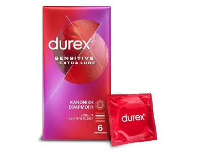 Durex Sensitive Extra Lube Λεπτά Προφυλακτικά, 6τμχ