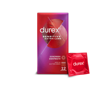 Durex Προφυλακτικά Πολύ Λεπτά, Sensitive Έξτρα Λιπαντικό, 12τεμ