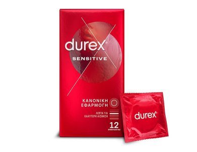 Durex Sensitive Προφυλακτικά Λεπτά για Μεγαλύτερη Ευαισθησία, 12τμχ