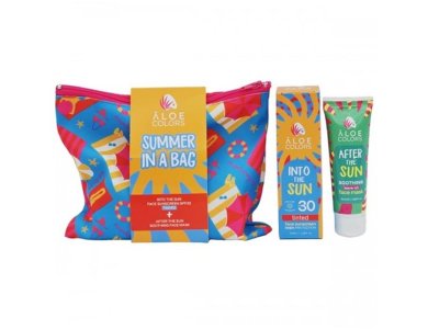 Aloe Colors Ιnto the Sun Cosmetic Summer in a Bag with Αντηλιακή Κρέμα Προσώπου με Χρώμα SPF30, 50ml & After Sun Soothing, Mάσκα Προσώπου, 50ml, 1σετ