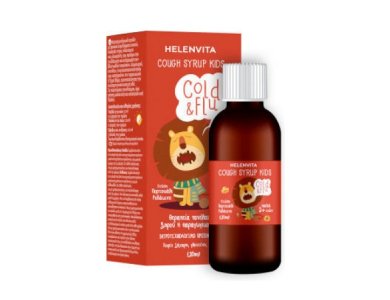 Helenvita Cold & Flu Kids Cough Sypup, Παιδικό Σιρόπι Για Ξηρό ή Παραγωγικό Βήχα, 120ml