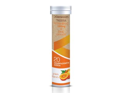 Genecom Terra Vitamin C 1000mg & Zinc Orange Συμπλήρωμα Διατροφής με Γεύση Πορτοκάλι, 20eff. tabs