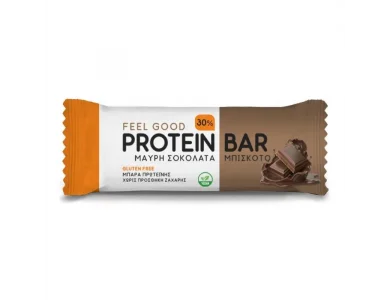 Feel Good Dark Chocolate Biscuit Protein Bar, Πρωτεϊνική Μπάρα Μαύρη Σοκολάτα Μπισκότο 60gr
