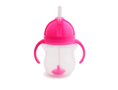 Munchkin Tip & Sip Straw Cup,Εκπαιδευτικό Ποτήρι με Καλαμάκι, Ροζ 6m+, 207ml
