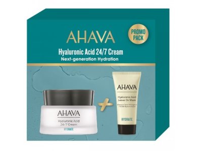 Ahava Promo με Hyaluronic Acid 24/7 Cream Ενυδατική Κρέμα Προσώπου με Υαλουρονικό Οξύ, 50ml & Hyaluronic Acid Leave On Mask Μάσκα Προσώπου, 15ml, 1σετ