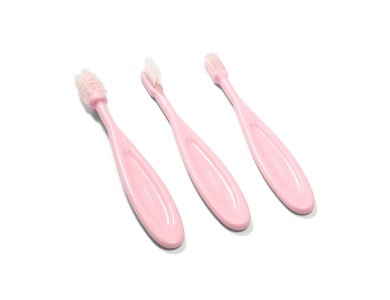 BabyOno ToothBrushes Set, Σετ 3 Οδοντόβουρτσες από 3m+, Ρόζ