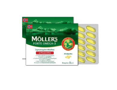 Moller's Forte Omega 3 Blister, Μουρουνέλαιο Μίγμα Ιχθυελαίου & Μουρουνέλαιου Πλούσιο σε Ω3 Λιπαρά Οξέα, 30caps