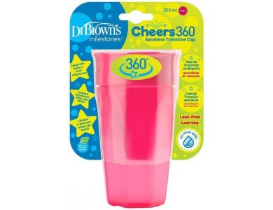 Dr. Brown's Κύπελλο Cheers 360°, Κορίτσι-Ρόζ, 300ml