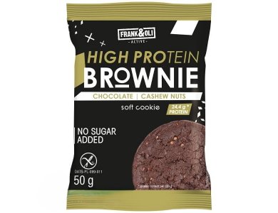 Frank & Oli High Protein Soft Brownie Cookie Chocolate & Cashew Nuts Μαλακό Μπισκότο με Σοκολάτα & Κάσιους, 50g