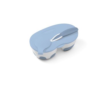 BabyOno Two Chamber Bowl with Spoon, Μπολ Φαγητού με δύο θήκες και κουταλάκι Μπλε, 1τμχ