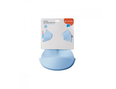 BabyOno Σαλιάρα σιλικόνης 6m+ με θήκη περισυλλογής τροφής, Μπλε, 1τμχ