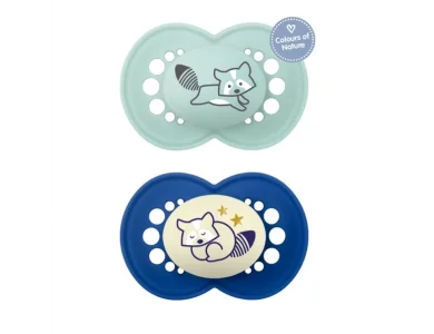 Mam Day & Night Πιπίλες Σιλικόνης για 6-16 μηνών Βεραμάν/Μπλέ, 2τμχ
