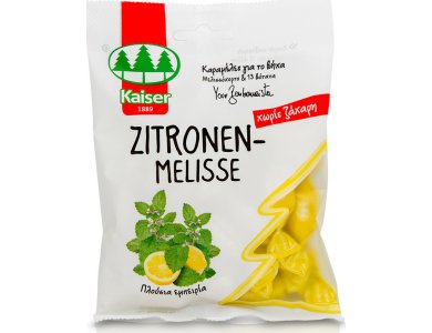 Kaiser ZitronenMelisse Καραμέλες για τον Ερεθισμένο Λαιμό & το Βήχα με Μελισσόχορτο & 13 Βότανα - Χωρίς Ζάχαρη, 60g