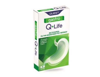 Quest Gastro Q-Life Συμπλήρωμα Διατροφής Για Την Ανακούφιση Του Πεπτικού Συστήματος, 15tabs μασώμενα