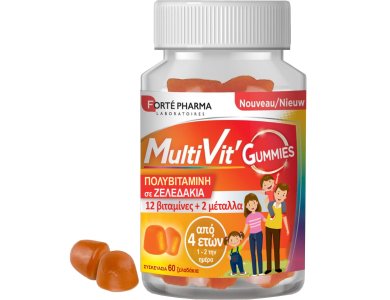 Forte Pharma MultiVit Gummies 60 Softgels, Συμπλήρωμα Διατροφής με Πολυβιταμίνες & Μέταλλα για Υποστήριξη του Οργανισμού, 60tabs