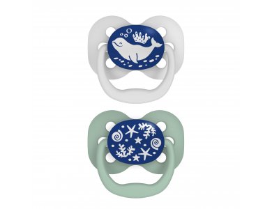 Dr. Brown's Πιπίλα Σιλικόνης Νυκτός Advantage, Επίπεδο 1, (0-6m), Μπλέ-Αγόρι, 2τμχ