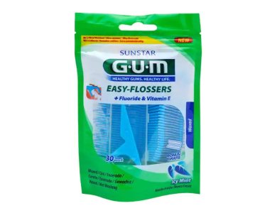 Gum Easy Flossers (890), Οδοντικό Νήμα Ελαφρώς Κερωμένο σε Διχάλες Μίας Χρήσης, 30τμχ