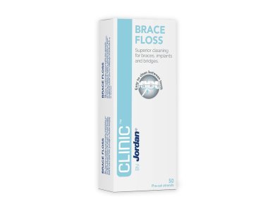 Jordan Clinic Brace Floss, Οδοντικό Νήμα Ιδανικό για Σιδεράκια, Γέφυρες & Εμφυτεύματα, 50τμχ