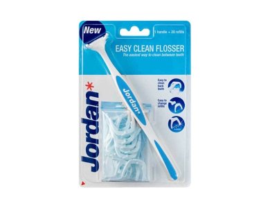 Jordan Easy Clean Flosser Σύστημα Οδοντικού Νήματος Λαβή, 1τμχ & 20τμχ Ανταλλακτικά Νήματα