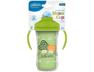 Dr. Brown's Κύπελλο Θερμός με Καλαμάκι 12m+ Πράσινο, 300ml