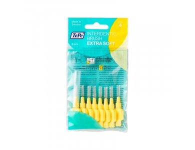 Tepe No.0.4, 0.7mm Extra Soft, Μεσοδόντια Βουρτσάκια Κίτρινο, 8τμχ