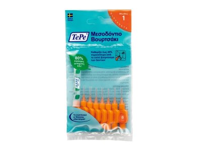 Tepe No.01, 0.45mm Extra Soft, Μεσοδόντια Βουρτσάκια Πορτοκαλί, 8τμχ