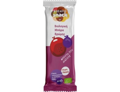 Bioearth Snack Μπάρα βρώμης Φρούτα του Δάσους, 60gr