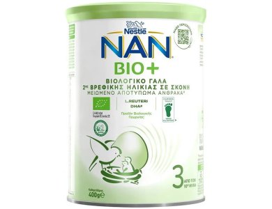Nestle Nan Bio+ 3 Βιολογικό Γάλα Δεύτερης Βρεφικής Ηλικίας από τον 10o Μήνα, 800gr
