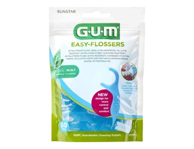 Gum Easy Flossers (890), Οδοντικό Νήμα σε Διχάλες με Γεύση Μέντας, 50τμχ