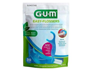 Gum Easy Flossers (890), Οδοντικό Νήμα Ελαφρώς Κερωμένο σε Διχάλες Μίας Χρήσης, 30τμχ