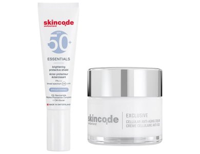 Skincode Exclusive Anti-Aging & Anti-Spot Kit με Cellular Anti-Aging Cream Αντιγηραντική Κρέμα Προσώπου, 50ml & Brightening Protective Shield Αντηλιακή Κρέμα SPF50+, 30ml, 1σετ