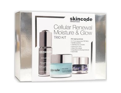 Skincode Xmas Limited Edition White Trio με Εxclusive Cellular Renewal Αντιρυτιδικός Ορός Ρετινόλης, 30ml, Extreme Moisture Μάσκα Εντατικής Ενυδάτωσης, 50ml & Perfect Skin Capsules Αντιοξειδωτικός Ορός σε Κάψουλες, 14caps, 1σετ