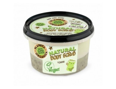 Organic Shop Skin Super Good, Φυσικό Απολεπιστικό Σώματος Τόνωσης «Toning», Πράσινο τσάι Matcha & Σπόρους Τσία, 250ml