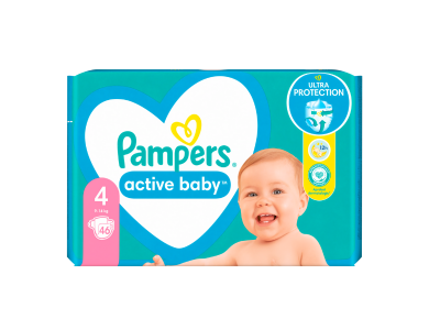 Pampers Active Baby No.4 (9-14kg) Βρεφικές Πάνες, 46τμχ