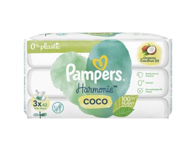 Pampers Harmonie Coco Baby Wipes, Μωρομάντηλα, (3x42 Τεμάχια)