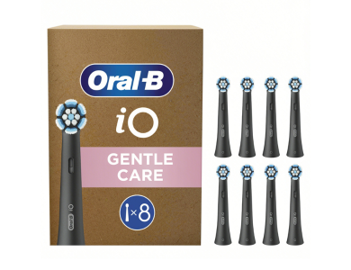Oral-B iO Gentle Care Black Ανταλλακτικές Κεφαλές Ηλεκτρικής Οδοντόβουρτσας, 8τεμ