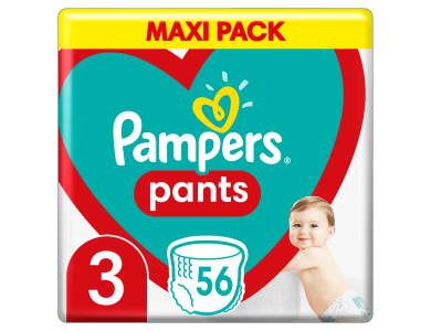 Pampers Pants Maxi Pack No.3 (Midi) 6-11kg Βρεφικές Πάνες Βρακάκι, 56τμχ