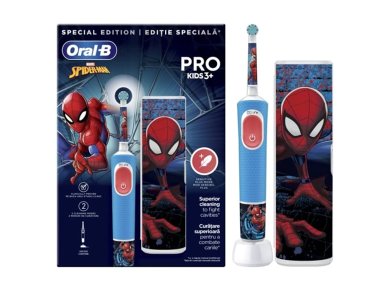 Oral-B Pro Kids Electric Toothbrush Spider-Man with Travel Case Ηλεκτρική Οδοντόβουρτσα Spider-Man με Θήκη Ταξιδίου 3+ Ετών, 1τμχ