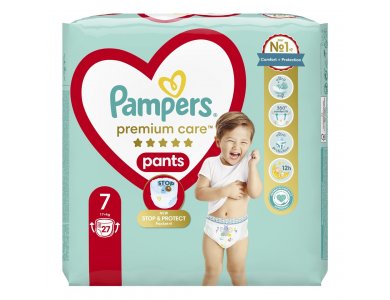 Pampers Premium Care Pants Βρεφικές Πάνες-Βρακάκι No.7 (17kg+), 27τμχ
