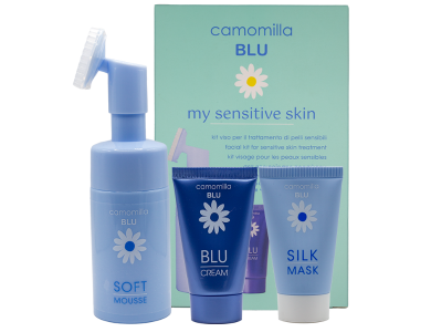 Camomilla Blu My Sensitive Skin Promo Face Kit με Soft Mousse Αφρός Καθαρισμού, 100ml, Silk Mask Μάσκα Θρέψης, 30ml & Blu Cream Κρέμα Επανόρθωσης, 30ml, 1σετ
