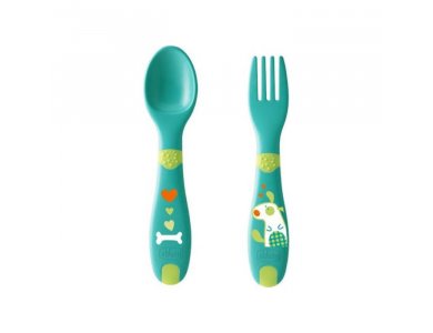 Chicco, Βρεφικό Σετ με Πιρούνι από Πλαστικό Πράσινο για 12+ μηνών, 2τμχ