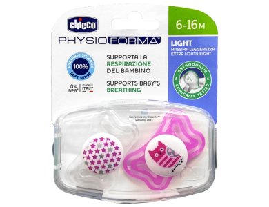 Chicco Physio Forma Light Εργονομική Πιπίλα με Θηλή Σιλικόνης για Ηλικίες 6-16m, 2τμχ