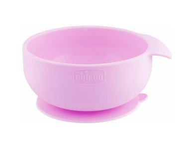 Chicco Μπολ Σιλικόνης με Βεντούζα Ρόζ 6m+, 1τμχ
