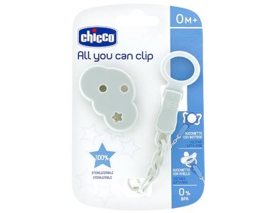 Chicco All You Can Clip Κλιπ Πιπίλας Συννεφάκι με Αλυσίδα 0m+, 1τμχ
