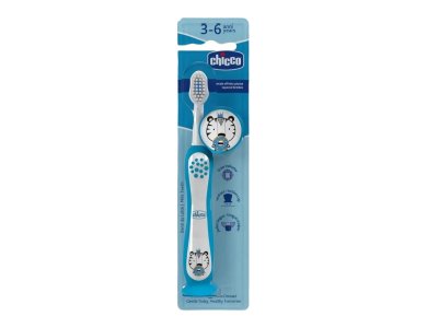 Chicco Toothbrush Tiger, Παιδική Οδοντόβουρτσα για 3-6 Ετών Μπλε, 1τμχ