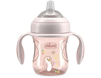 Chicco Transition Cup 4m+ Εκπαιδευτικό Κύπελλο με Λαβές Ροζ 200ml. 1τμχ