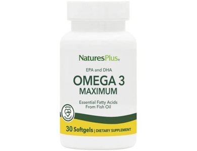 Natures Plus Omega 3 Maximum Συμπλήρωμα Διατροφής Ιχθυελαίου Πλούσιο Σε Ωμέγα 3 Λιπαρά Οξέα 30 μαλακές κάψουλες