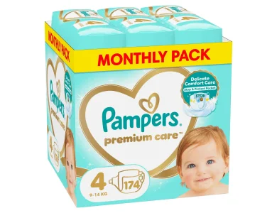 Pampers Premium Care Monthly Pack Νο4 (9-14kg), Πάνες, 174τεμ