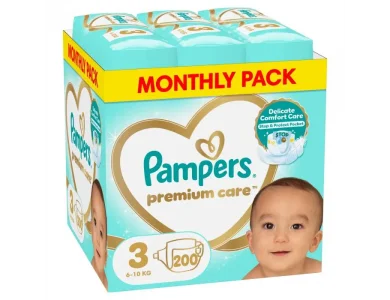 Pampers Premium Care Monthly Pack Νο3 (6-10kg), Πάνες, 200τεμ
